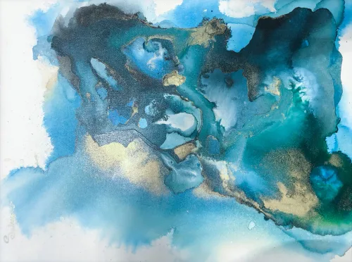 Moon, Encres, 2023, toile de Sabine Vandermouten