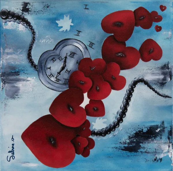 Montre ton coeur, Figuratif, 2023, 30 × 30 cm, toile de Sabine Vandermouten