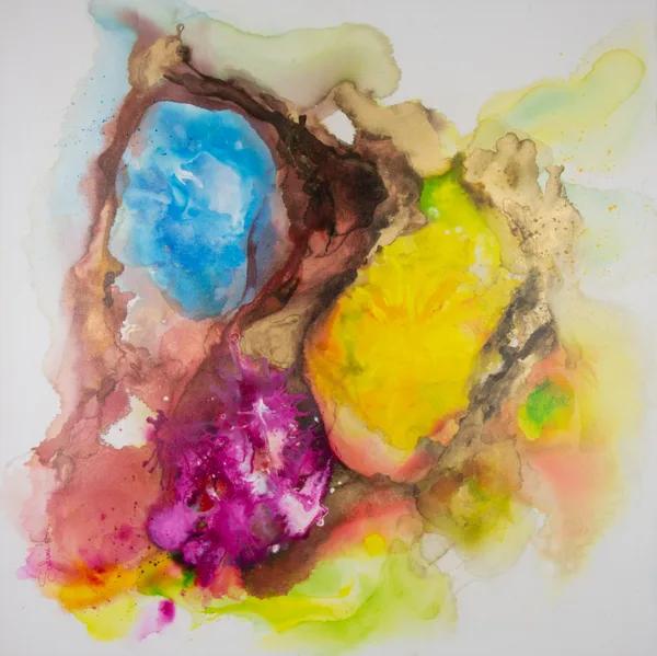 Géode, Encres, 2023, 100 × 100 cm, toile de Sabine Vandermouten