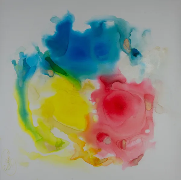 Evanescence, Encres, 2023, 100 × 100 cm, toile de Sabine Vandermouten