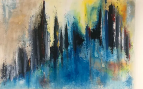 Manhattan, Abstrait, 2023, toile de Sabine Vandermouten