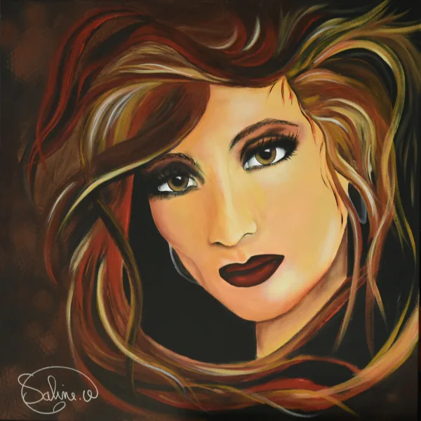 Esmeralda, Visages, 2021, 60 × 60 cm, toile de Sabine Vandermouten