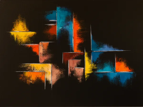 Rêve Nocturne, Nocturne, 2025, 80 × 60 cm, toile de Sabine Vandermouten
