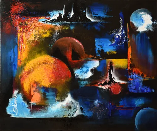 Voyage Sidéral, Abstrait, 2020, toile de Sabine Vandermouten