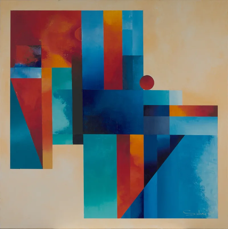 Au bord de l'inconnu, Abstrait, 2026, 80 × 80 cm, toile de Sabine Vandermouten