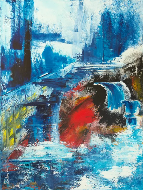 Le feu sous la glace, Abstrait, 2022, toile de Sabine Vandermouten