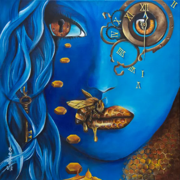 A l'épreuve du temps, Abstrait, 2021, 60 × 60 cm, toile de Sabine Vandermouten