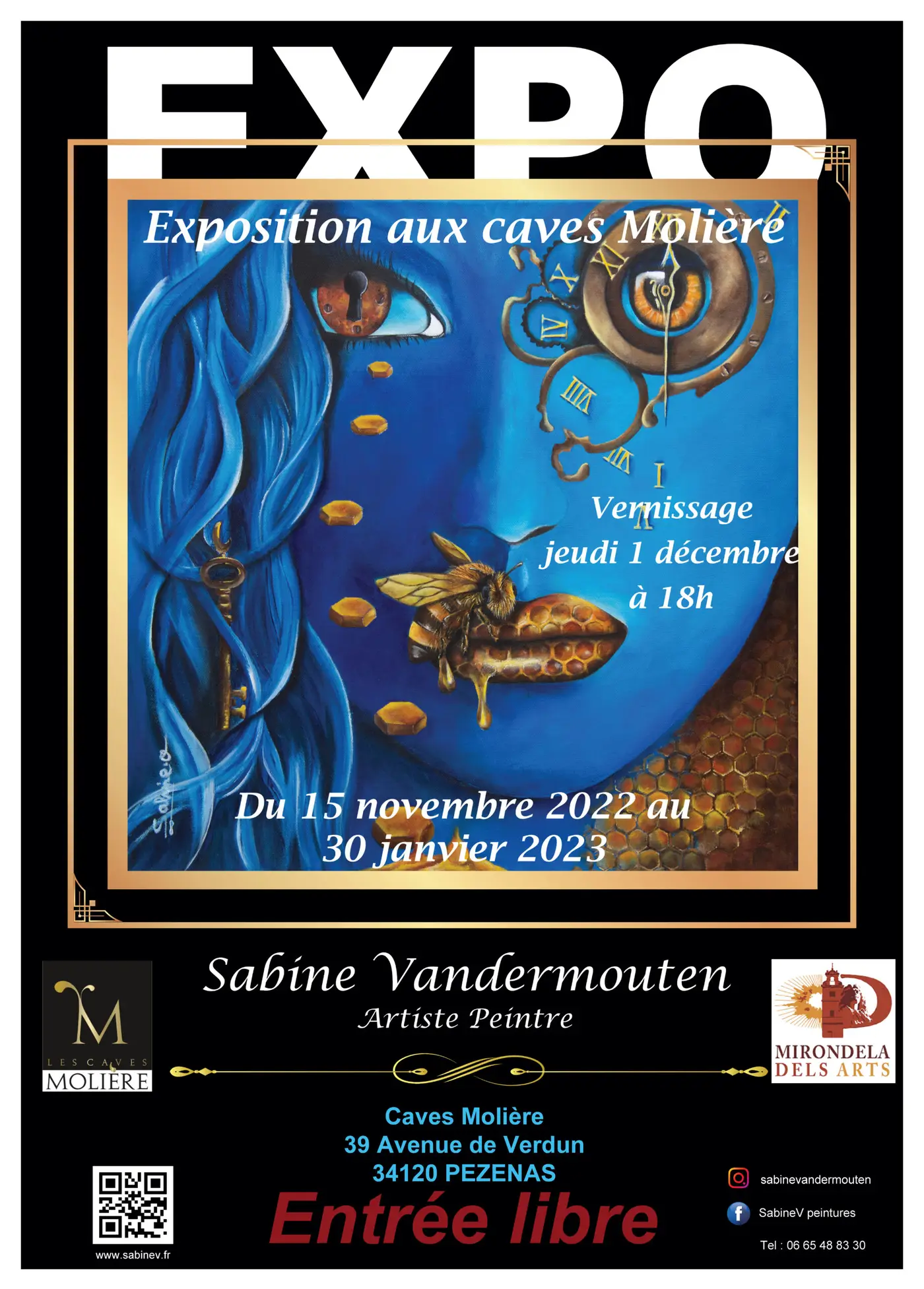 Affiche de l'exposition Exposition aux caves Molière, Pézenas, 2022