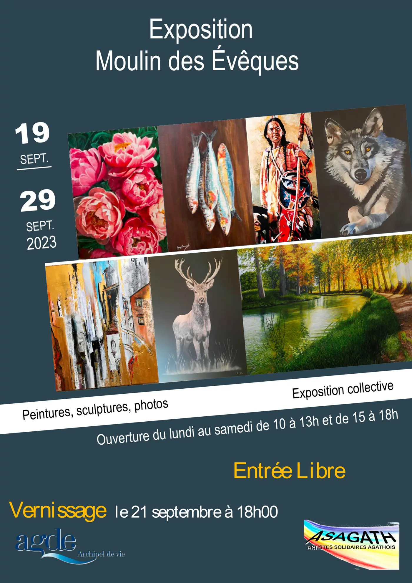 Affiche de l'exposition Exposition Moulin des Évêques, Agde, 2023