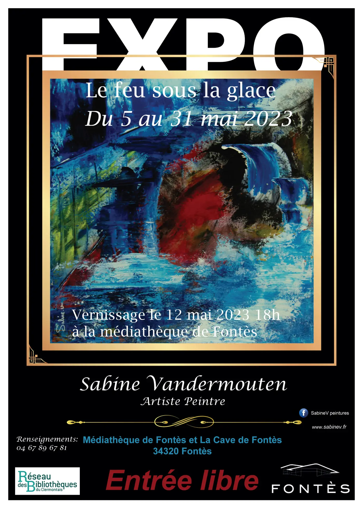 Affiche de l'exposition Le feu sous la glace, Fontès, 2023