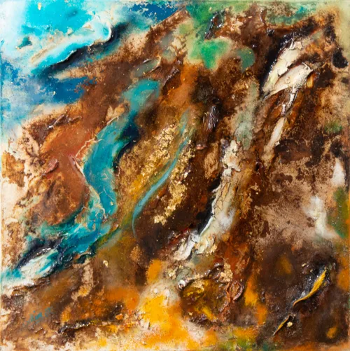 Eruption, Abstrait, 2022, toile de Sabine Vandermouten