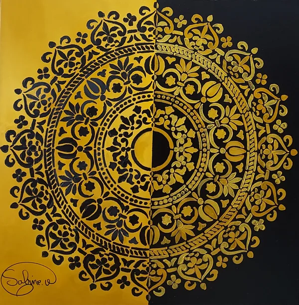 Jour et nuit, Abstrait, 2021, 60 × 60 cm, toile de Sabine Vandermouten