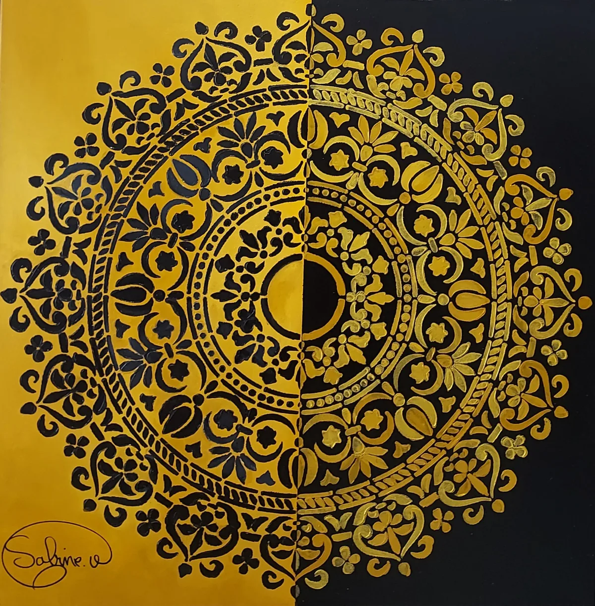 Jour et nuit, Abstrait, 2021, 60 × 60 cm, toile de Sabine Vandermouten