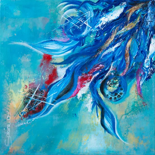 Dragon Bleu, Abstrait, 2021, toile de Sabine Vandermouten