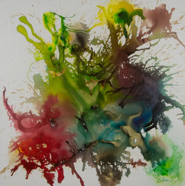 Penseur, Abstrait, 2023, 100 × 100 cm, toile de Sabine Vandermouten