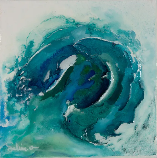 Vague Verte, Figuratif, 2023, 30 × 30 cm, toile de Sabine Vandermouten
