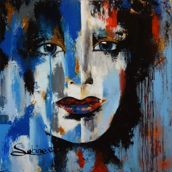 La Môme, Figuratif, 2021, 100 × 100 cm, toile de Sabine Vandermouten