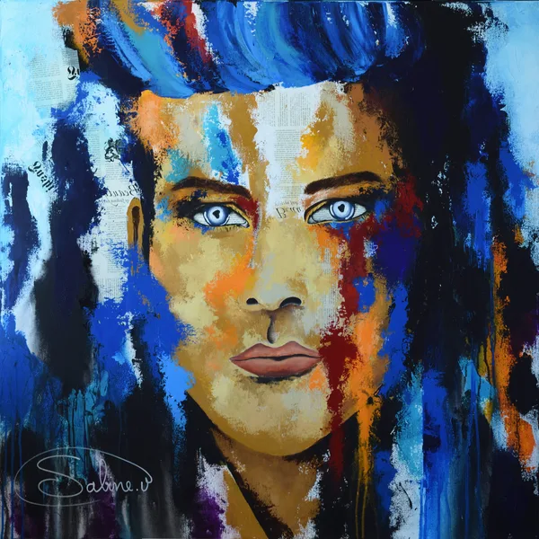 Andrew, Figuratif, 2021, 100 × 100 cm, toile de Sabine Vandermouten