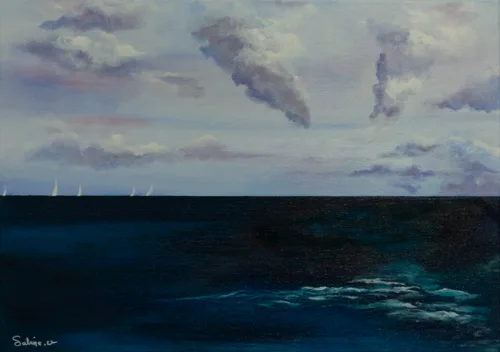 Entre ciel et mer, Figuratif, 2023, toile de Sabine Vandermouten