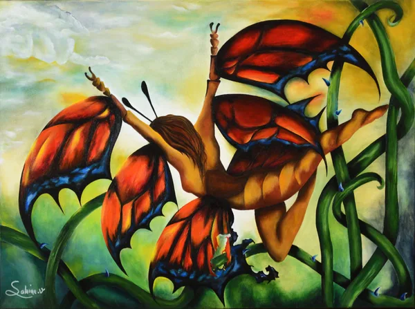 Retrouvailles, Figuratif, 2021, 80 × 60 cm, toile de Sabine Vandermouten