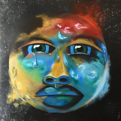 L'agonie de la Terre, Abstrait, 2019, toile de Sabine Vandermouten