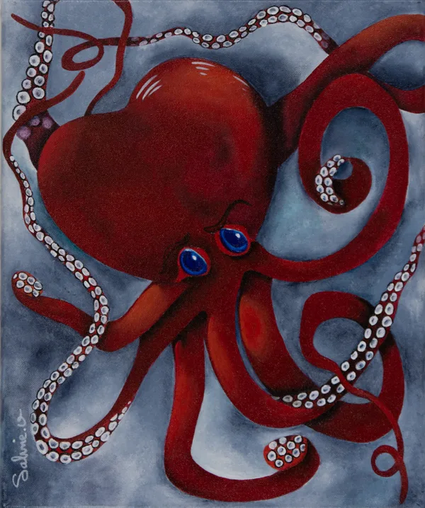Tentacules de tendresse, Figuratif, 2023, 40 × 50 cm, toile de Sabine Vandermouten