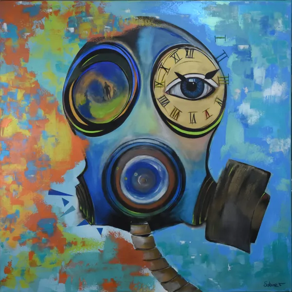 Asphyxie de la Terre, Figuratif, 2019, 100 × 100 cm, toile de Sabine Vandermouten