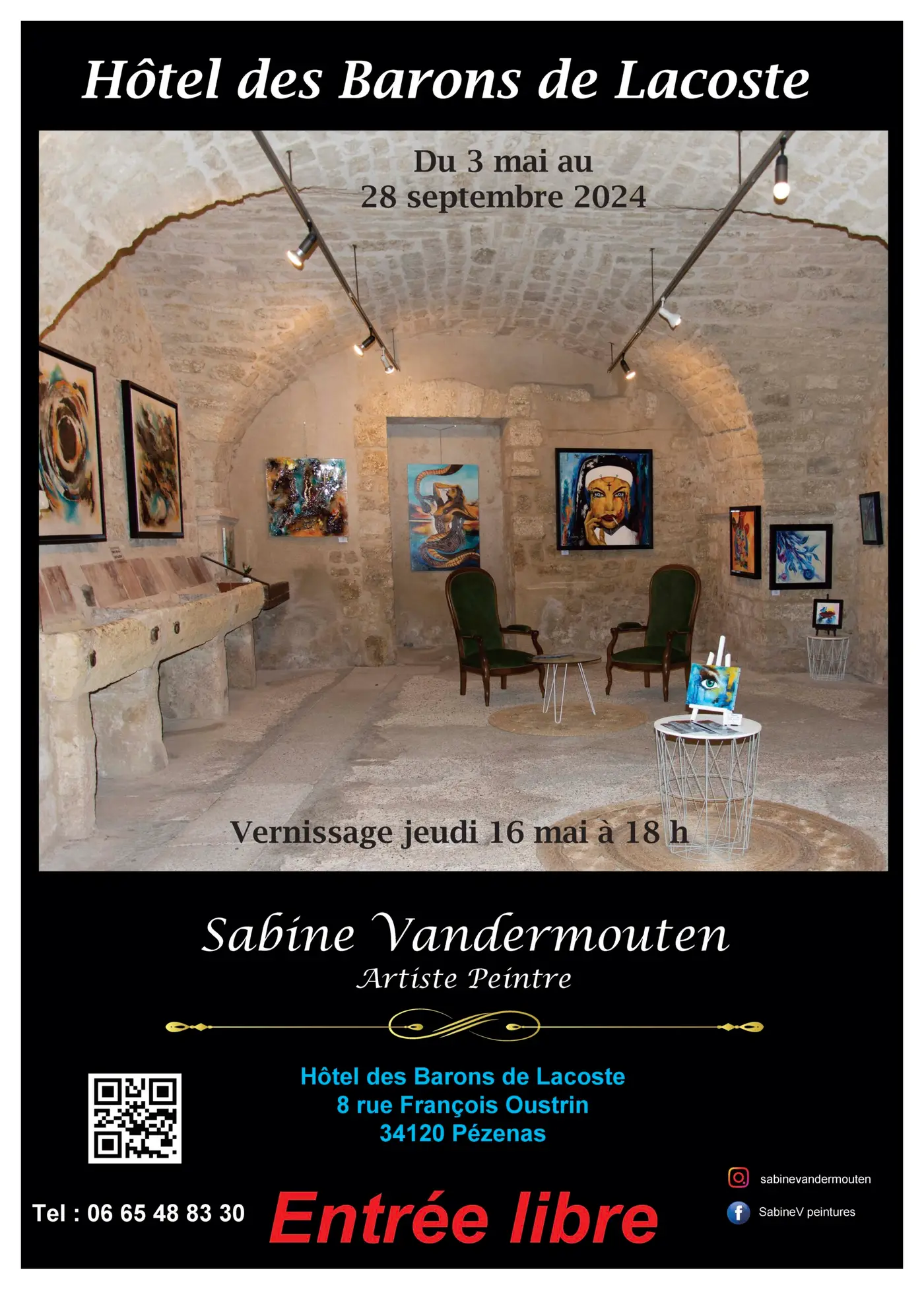 Affiche de l'exposition Hôtel des Barons de Lacoste, Pézenas, 2024