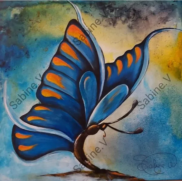 Butterfly, Figuratif, 2021, 40 × 40 cm, toile de Sabine Vandermouten