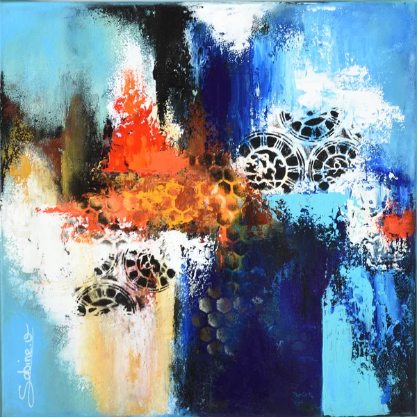 Nid d'abeilles, Abstrait, 2021, 40 × 40 cm, toile de Sabine Vandermouten