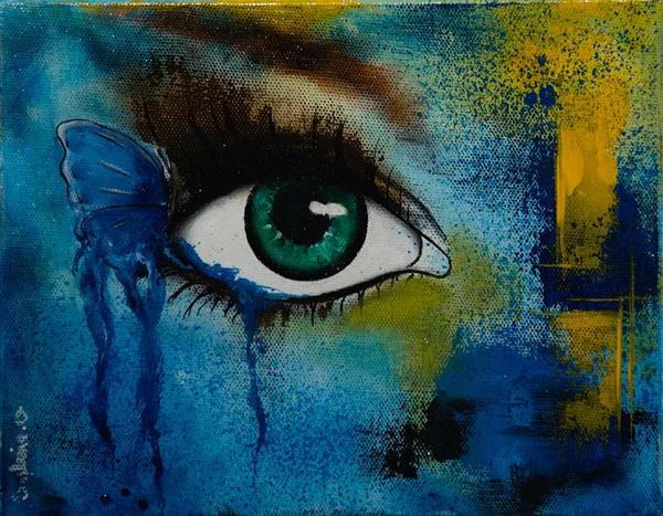 Regard, Figuratif, 2022, 24 × 19 cm, toile de Sabine Vandermouten
