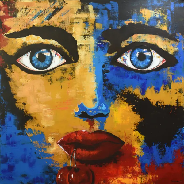 Coquine, Figuratif, 2019, 100 × 100 cm, toile de Sabine Vandermouten