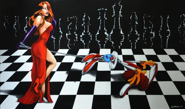 Le soumis de Jessica, Figuratif, 2020, 162 × 97 cm, toile de Sabine Vandermouten