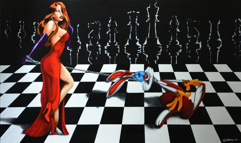 Le soumis de Jessica, Figuratif, 2020, 162 × 97 cm, toile de Sabine Vandermouten