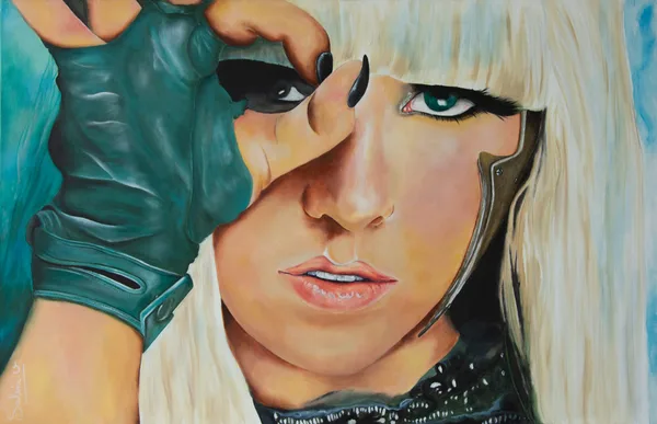 Lady Gaga, Figuratif, 2022, 100 × 65 cm, toile de Sabine Vandermouten