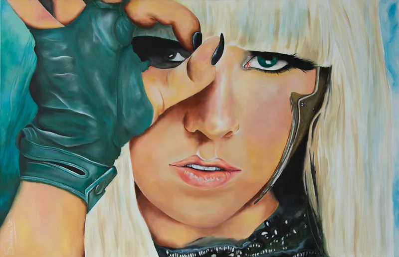 Lady Gaga, Figuratif, 2022, 100 × 65 cm, toile de Sabine Vandermouten