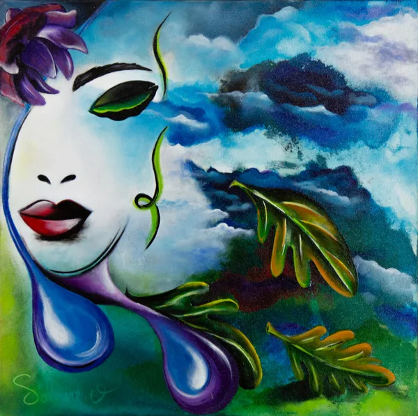 Songe d'automne, Figuratif, 2022, 50 × 50 cm, toile de Sabine Vandermouten