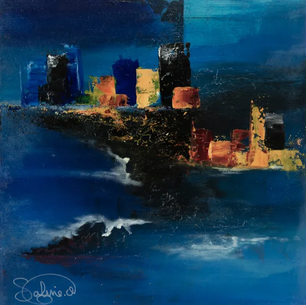 Ile perdue, Abstrait, 2023, 40 × 40 cm, toile de Sabine Vandermouten