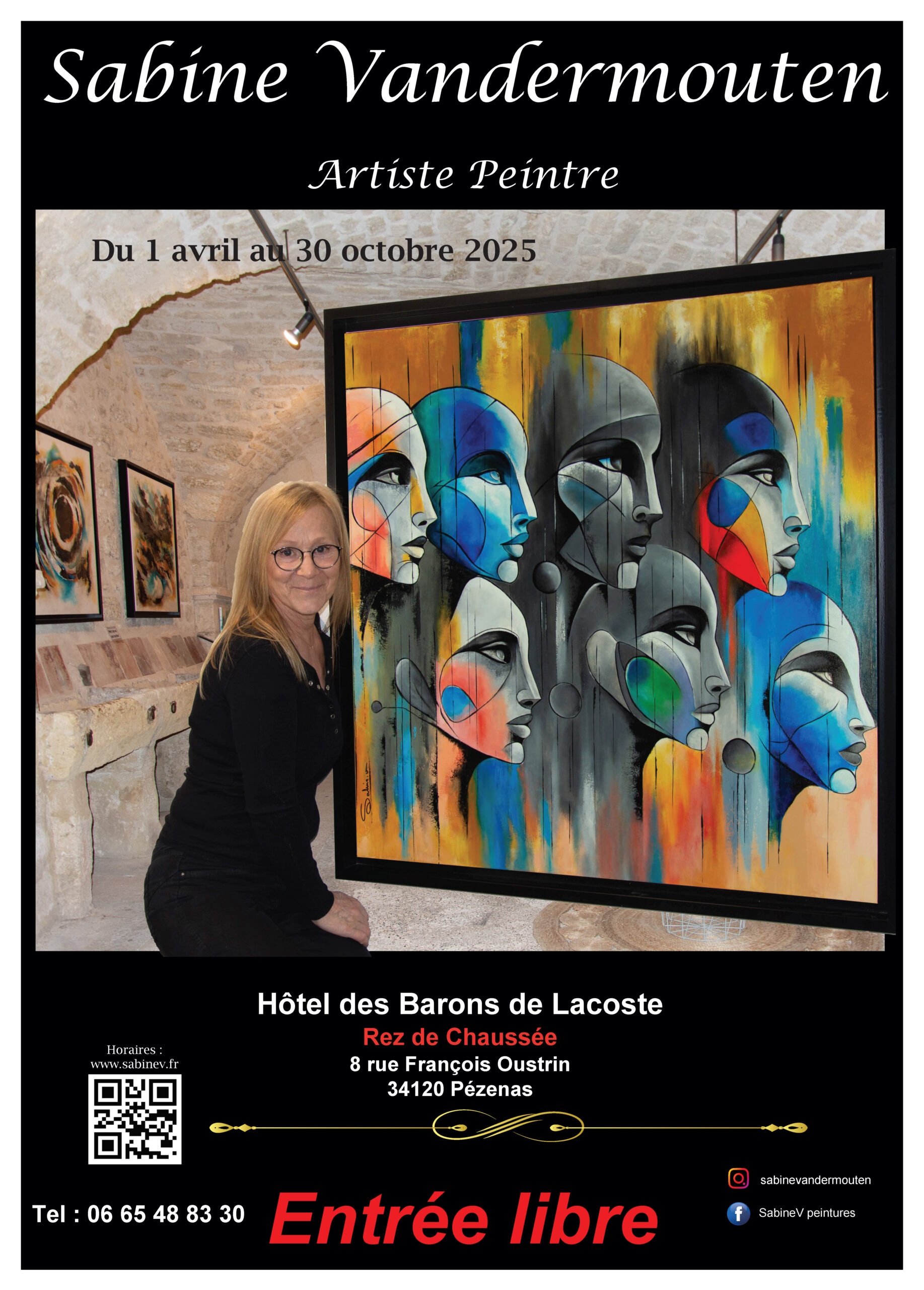Affiche d'une exposition de Sabine Vandermouten à Pézenas