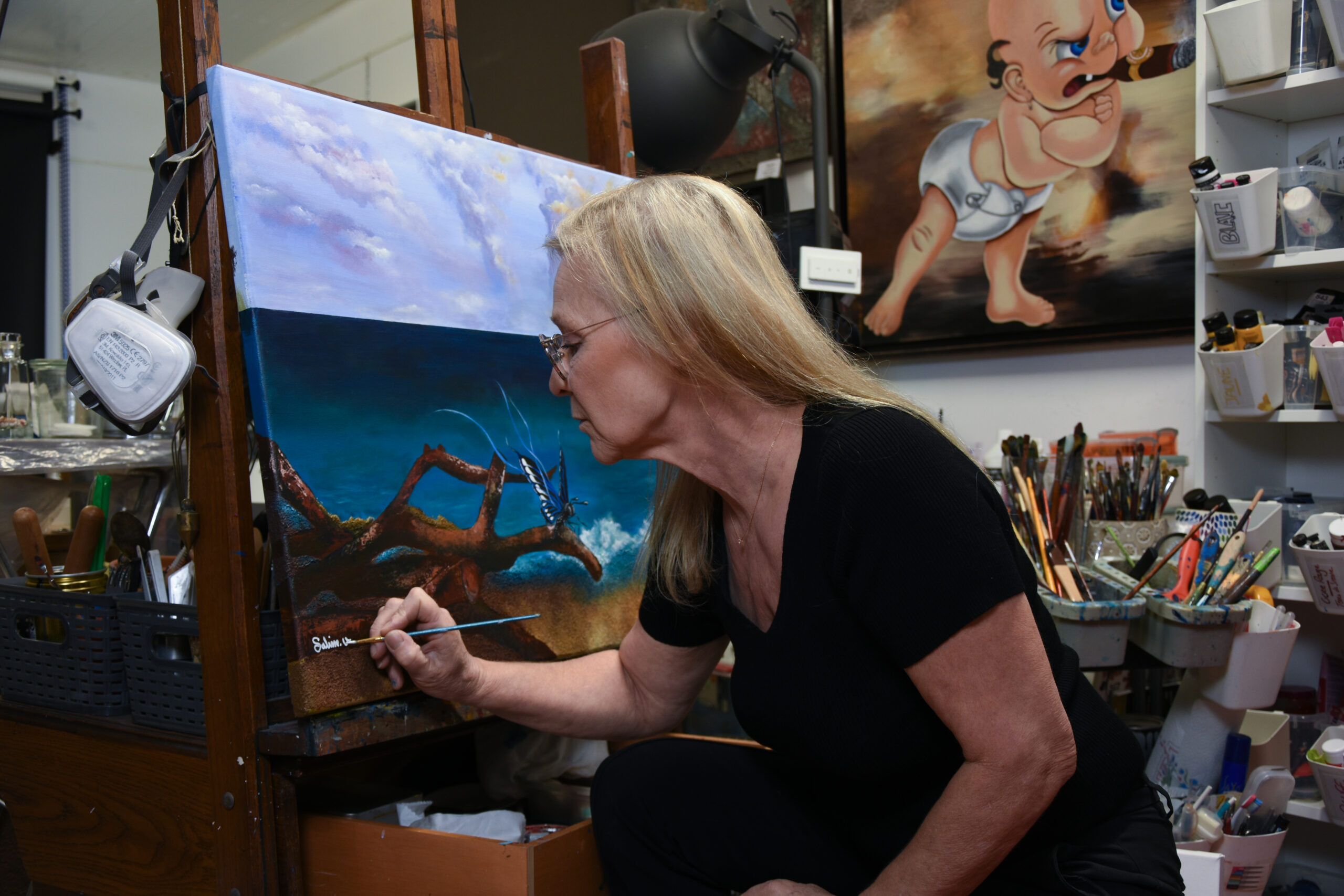 Sabine Vandermouten dans son atelier