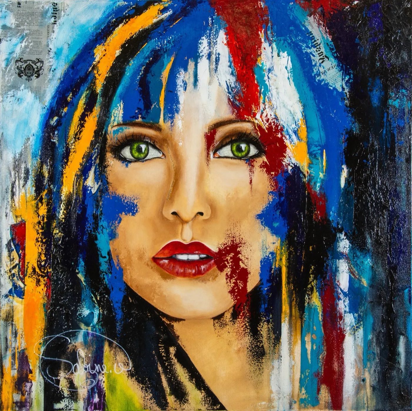 Sabine Vandermouten, artiste peintre, dans son atelier de Caux (Hérault)