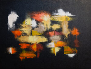 Tableau abstrait nuit étoilée – Fantaisie Nocturne par Sabine Vandermouten Pézenas Hérault Occitanie . Superbe idée cadeau artistique