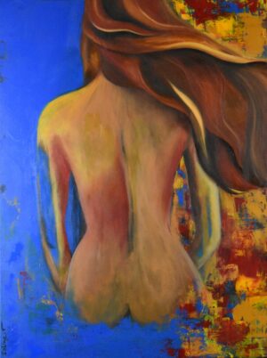 Tableau nu artistique femme de dos – Terre de Soleil par Sabine Vandermouten Pézenas Hérault Occitanie